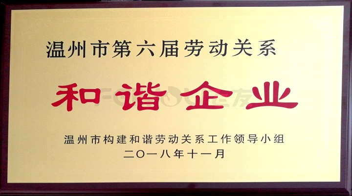 浙江飛友獲第六屆溫州勞動關系和諧企業(yè)稱號